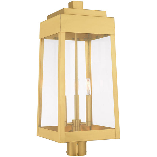 Livex Lighting Oslo Collection 3 Lt Satin Brass Outdoor Post Top Lantern in Satin Brass 20859-12