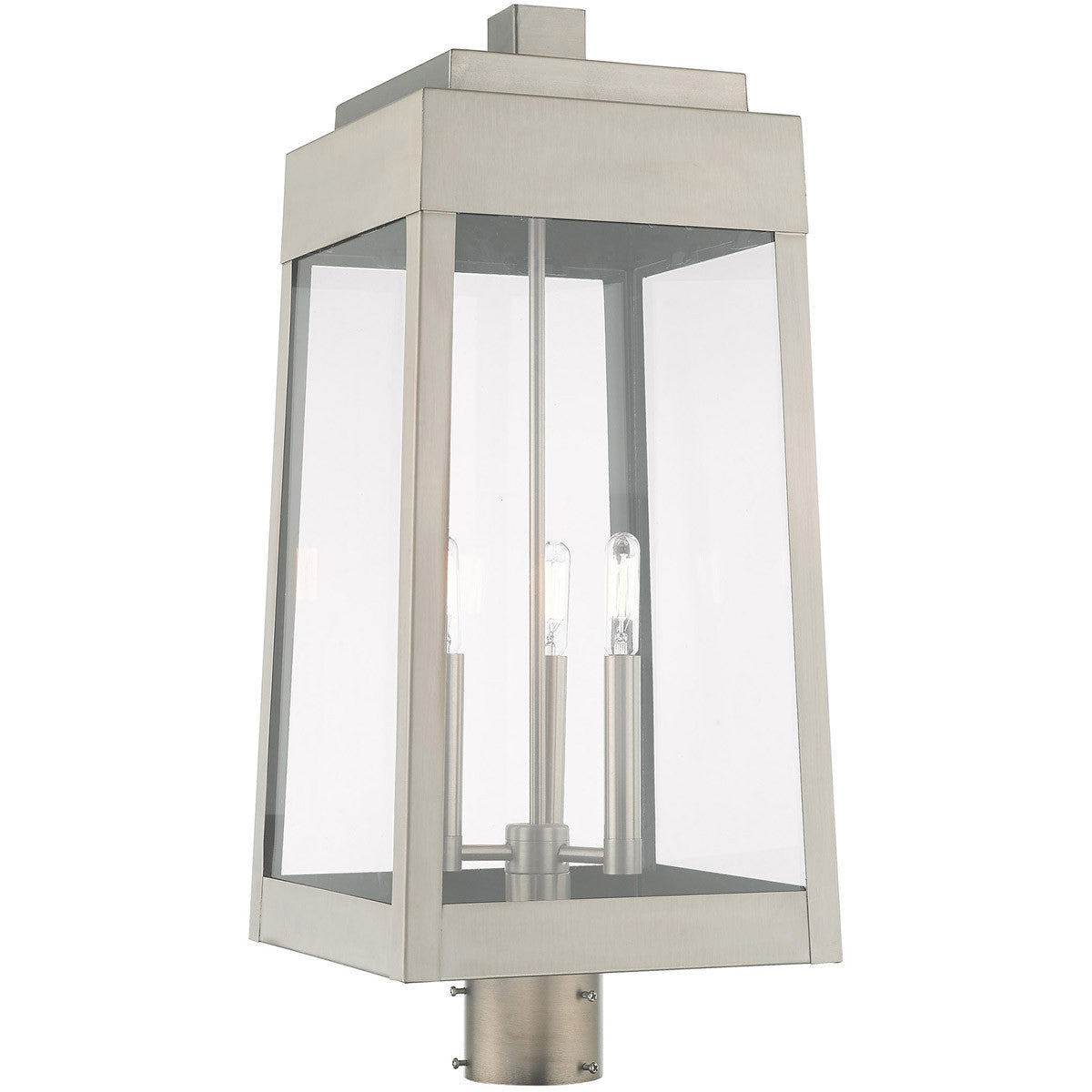 Livex Lighting Oslo Collection 3 Lt Brushed Nickel Outdoor Post Top Lantern in Brushed Nickel 20859-91