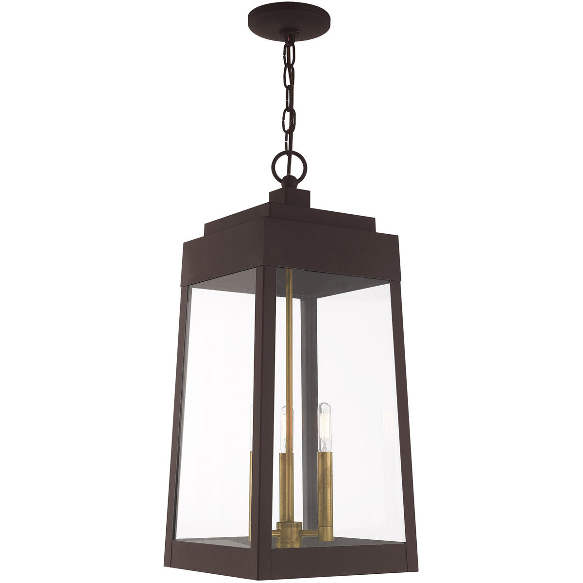 Livex Lighting Oslo Collection 3 Lt Bronze Outdoor Pendant Lantern in Bronze 20860-07