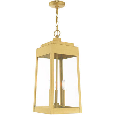 Livex Lighting Oslo Collection 3 Lt Satin Brass Outdoor Pendant Lantern in Satin Brass 20860-12