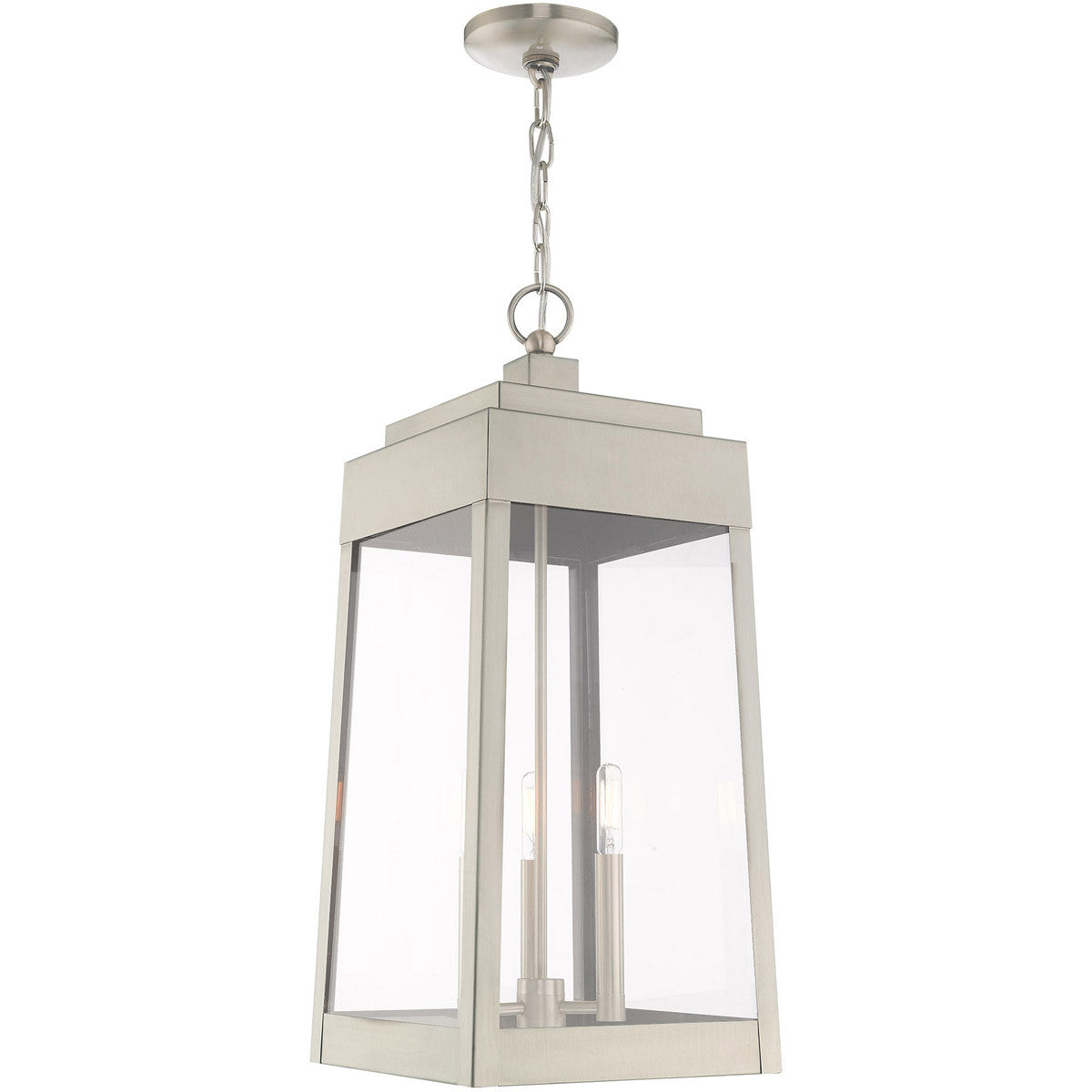 Livex Lighting Oslo Collection 3 Lt Brushed Nickel Outdoor Pendant Lantern in Brushed Nickel 20860-91