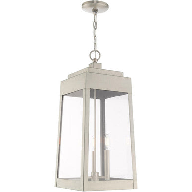 Livex Lighting Oslo Collection 3 Lt Brushed Nickel Outdoor Pendant Lantern in Brushed Nickel 20860-91