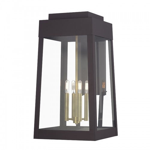 Livex Lighting Oslo 4 Light Bronze Outdoor Extra Large Wall Lantern with Antique Brass Candles 20861-07