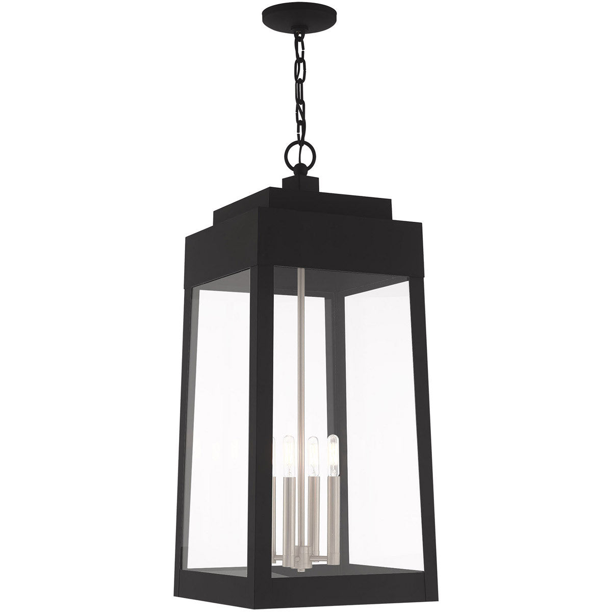 Livex Lighting Oslo Collection 4 Lt Black Outdoor Pendant Lantern in Black 20863-04