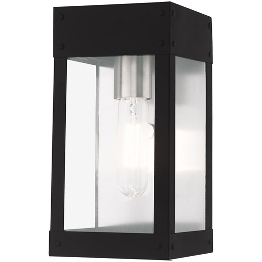 Livex Lighting Barrett Collection 1 Lt Black Outdoor Wall Lantern in Black 20871-04