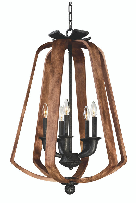 Maxim Road House 5-Light Chandelier in Barn Wood / Iron Ore 20925BWIO