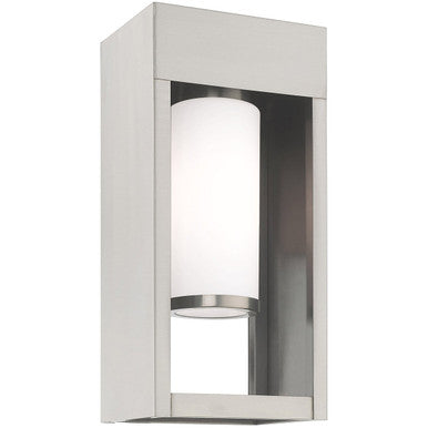 Livex Lighting Bleecker Collection 1 Lt Brushed Nickel Outdoor Wall Lantern in Brushed Nickel 20982-91