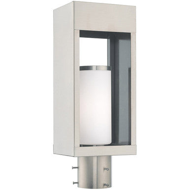 Livex Lighting Bleecker Collection 1 Lt Brushed Nickel Outdoor Post Top Lantern in Brushed Nickel 20984-91