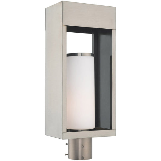 Livex Lighting Bleecker Collection 1 Lt Brushed Nickel Outdoor Post Top Lantern in Brushed Nickel 20985-91