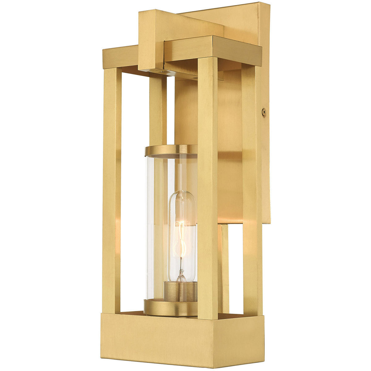 Livex Lighting Delancey Collection 1 Lt Satin Brass Outdoor Wall Lantern in Satin Brass 20992-12