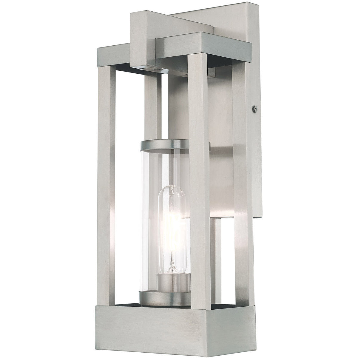 Livex Lighting Delancey Collection 1 Lt Brushed Nickel Outdoor Wall Lantern in Brushed Nickel 20992-91