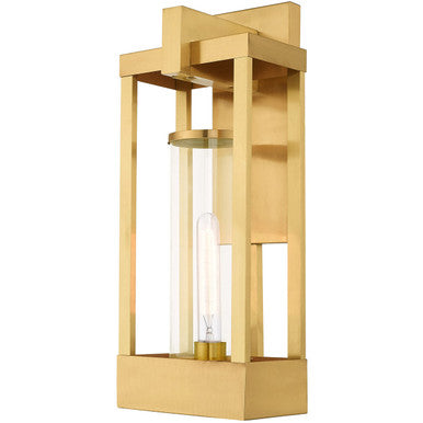 Livex Lighting Delancey Collection 1 Lt Satin Brass Outdoor Wall Lantern in Satin Brass 20993-12