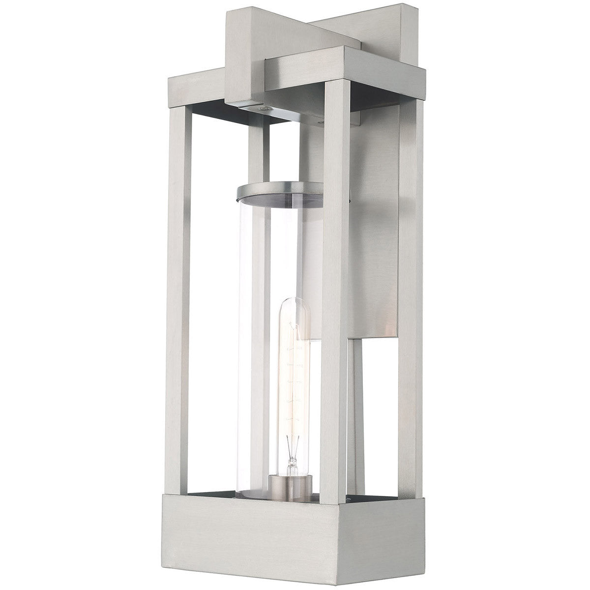 Livex Lighting Delancey Collection 1 Lt Brushed Nickel Outdoor Wall Lantern in Brushed Nickel 20993-91