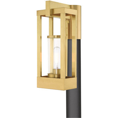 Livex Lighting Delancey Collection 1 Lt Satin Brass Outdoor Post Top Lantern in Satin Brass 20994-12