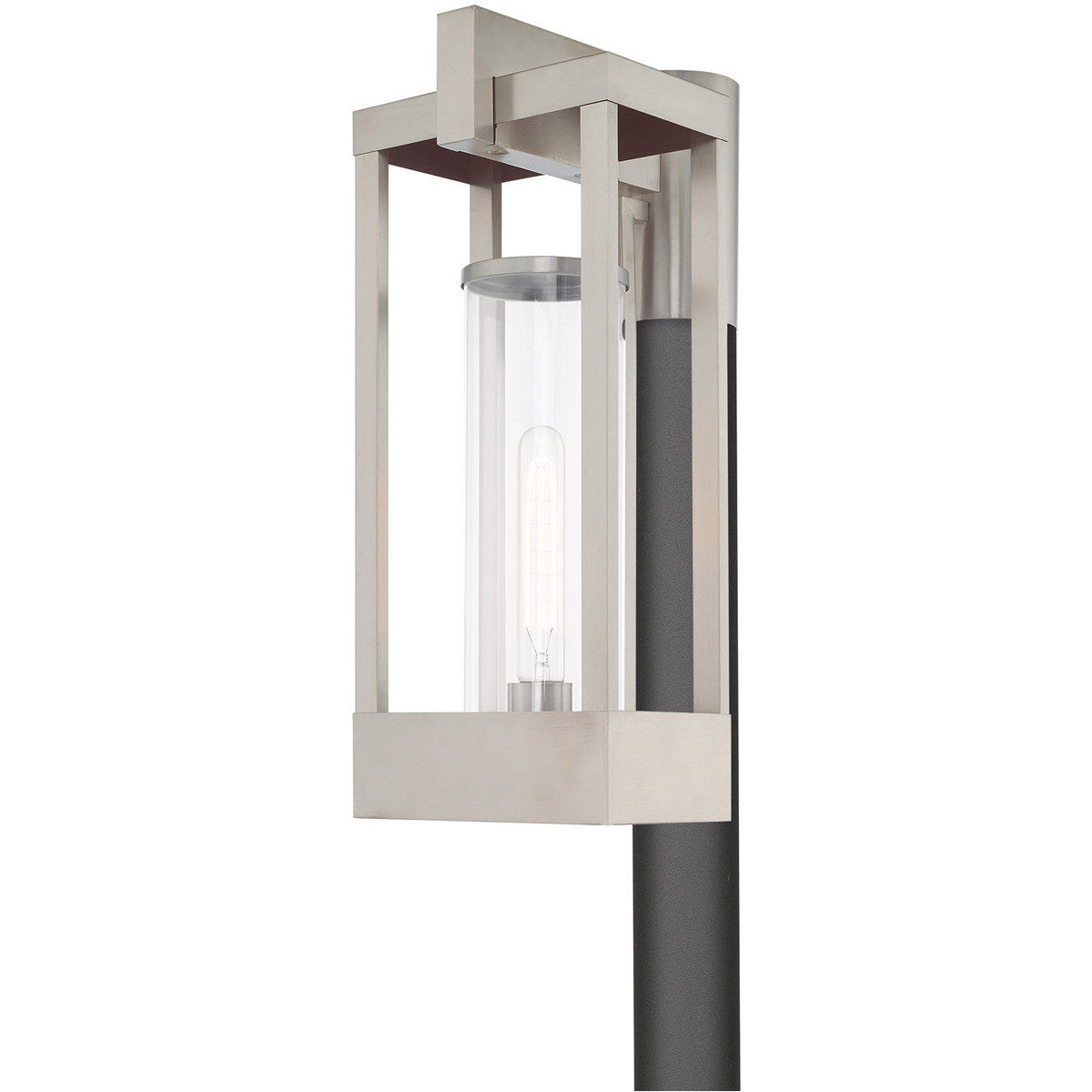 Livex Lighting Delancey Collection 1 Lt Brushed Nickel Outdoor Post Top Lantern in Brushed Nickel 20996-91