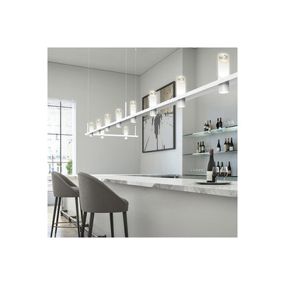 Sonneman Lighting Intervals® 4' Square LED Pendant with Etched Cylinder Uplight Trim in Satin Black 20QKS04C