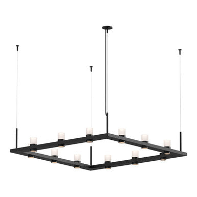 Sonneman Lighting Intervals® 4' Square LED Pendant with Etched Cylinder Uplight Trim in Satin Black 20QKS04C