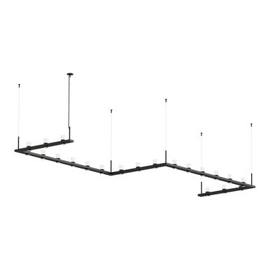 Sonneman Lighting Intervals® 4' x 16' Zig-Zag LED Pendant with Clear w/Cone Uplight Trim in Satin Black 20QKZ46B