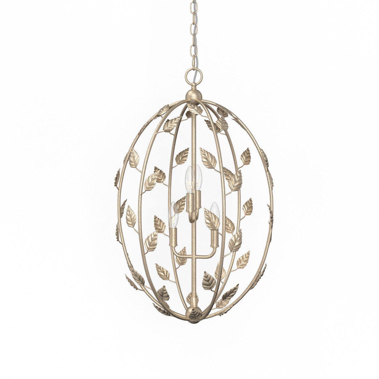 Lumanity Lighting Avon 4-Light Statement Oval Chandelier in Champagne Silver Leaf  L090-0027