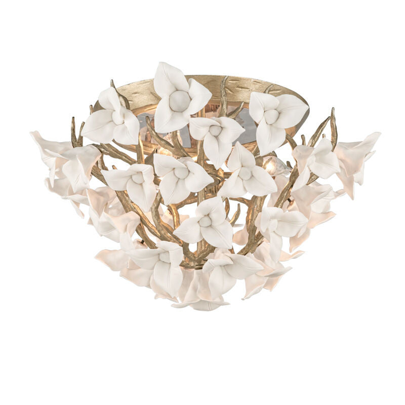 Corbett Lighting Lily Flush Mount in Enchanted Silver Leaf 211-34