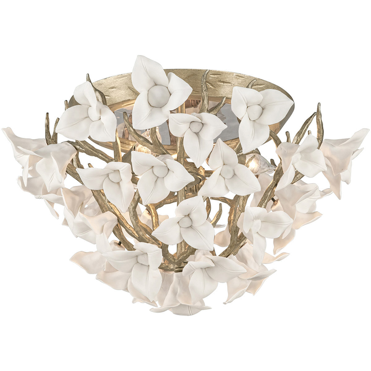 Corbett Lighting Lily Flush Mount in Enchanted Silver Leaf 211-34