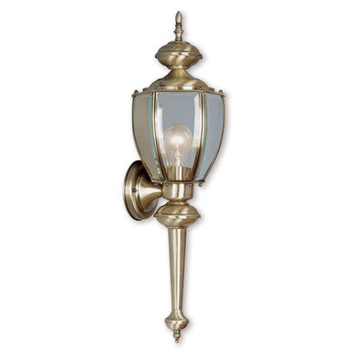 Livex Lighting Outdoor Basics Collection 1 Light AB Outdoor Wall Lantern in Antique Brass 2112-01