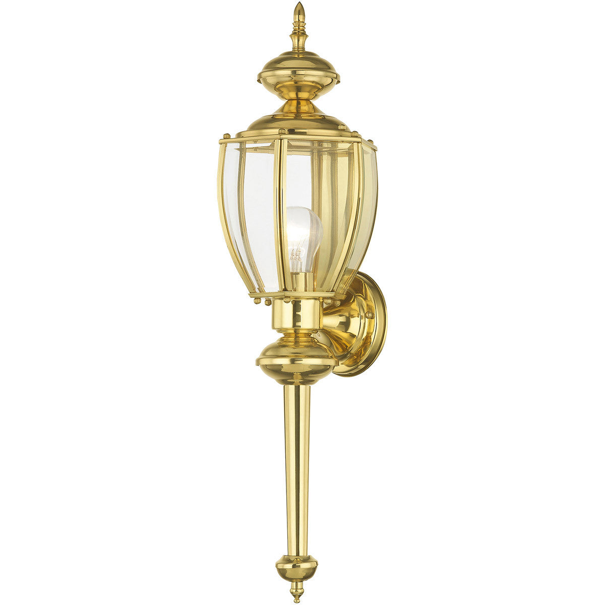 Livex Lighting Outdoor Basics Collection 1 Light PB Outdoor Wall Lantern in Polished Brass 2112-02