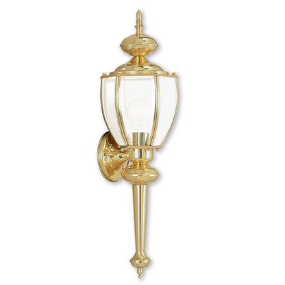 Livex Lighting Outdoor Basics Collection 1 Light PB Outdoor Wall Lantern in Polished Brass 2112-02