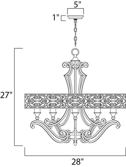 Maxim Mondrian 5-Light Chandelier in Umber Bronze 21155WHUB