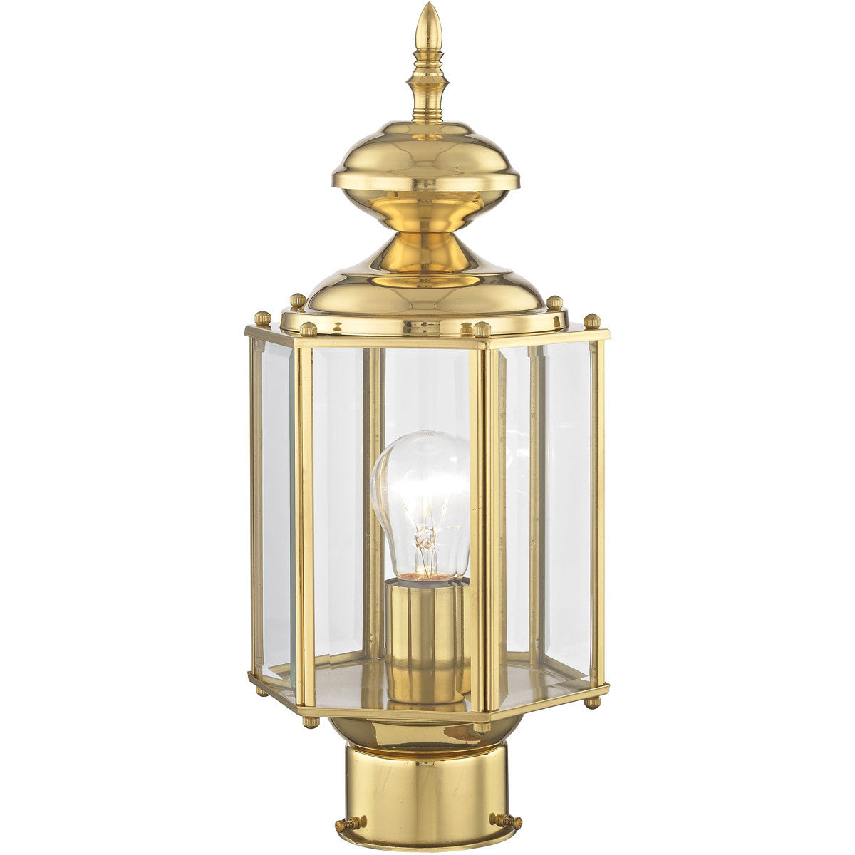 Livex Lighting Outdoor Basics Collection 1 Light PB Outdoor Post Lantern in Polished Brass 2117-02