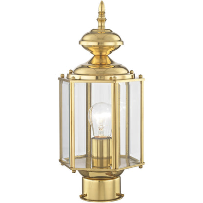 Livex Lighting Outdoor Basics Collection 1 Light PB Outdoor Post Lantern in Polished Brass 2117-02