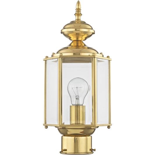 Livex Lighting Outdoor Basics Collection 1 Light PB Outdoor Post Lantern in Polished Brass 2117-02