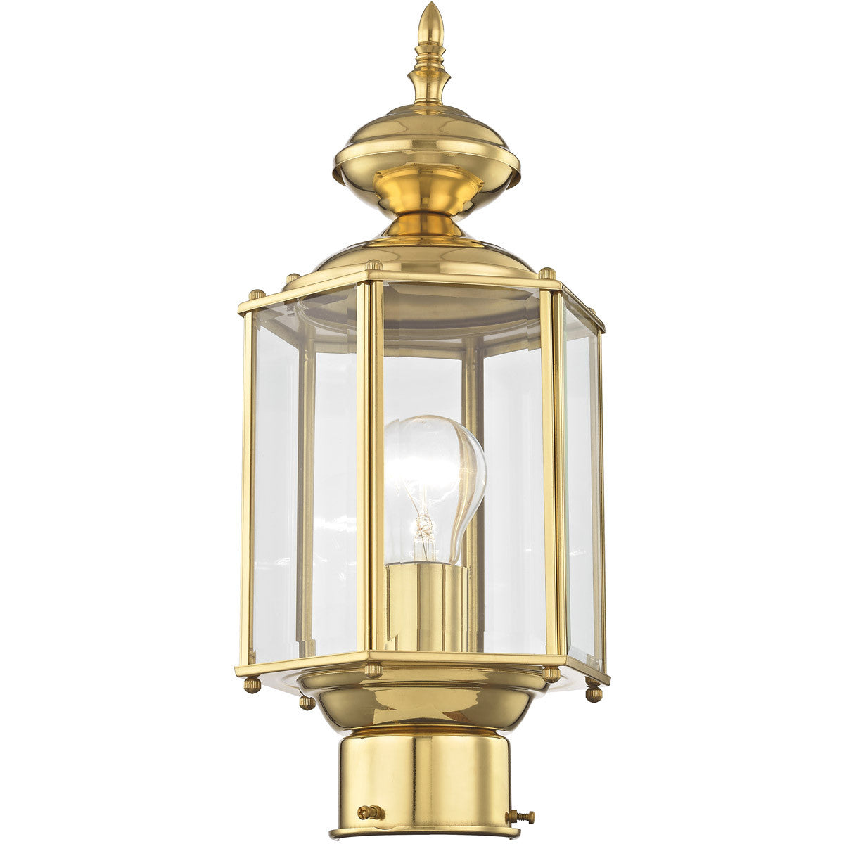 Livex Lighting Outdoor Basics Collection 1 Light PB Outdoor Post Lantern in Polished Brass 2117-02