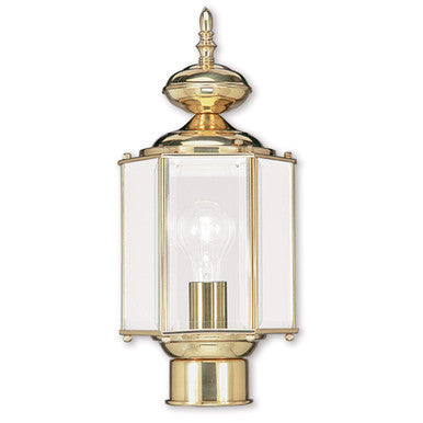 Livex Lighting Outdoor Basics Collection 1 Light PB Outdoor Post Lantern in Polished Brass 2117-02