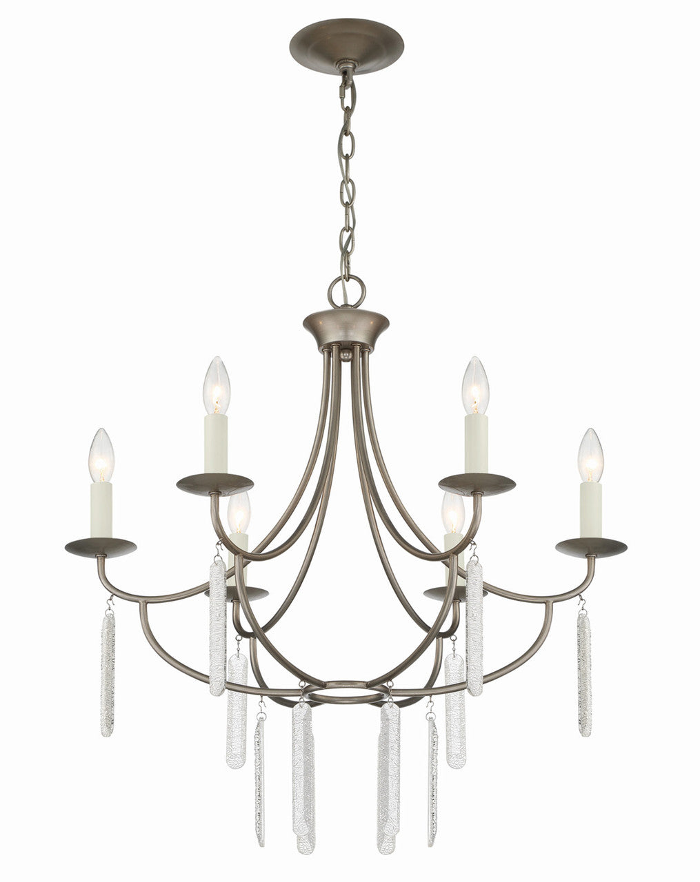 Lumanity Lighting Ella 6-Light Classic Candle Chandelier in Painted Silver  L090-0028