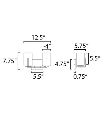 Maxim Dart 2-Light Bath Vanity in Satin Nickel 21282SWSN