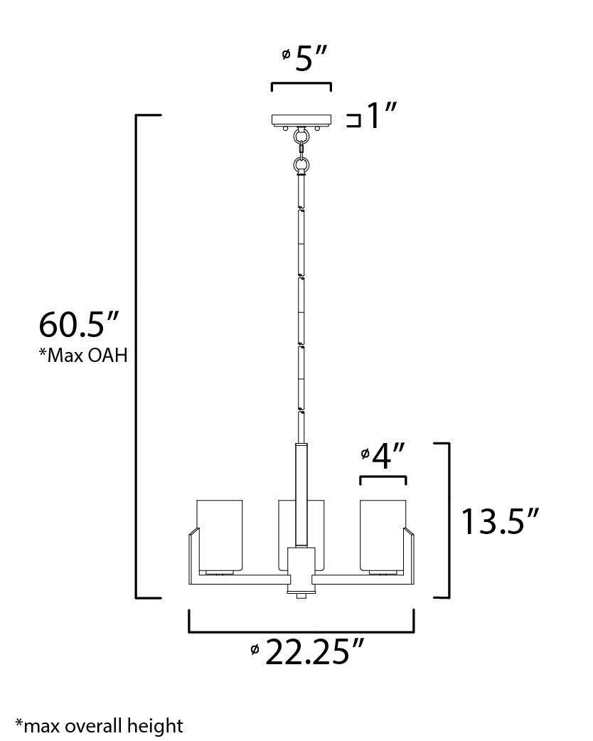 Maxim Dart 3-Light Chandelier in Satin Brass 21285SWSBR