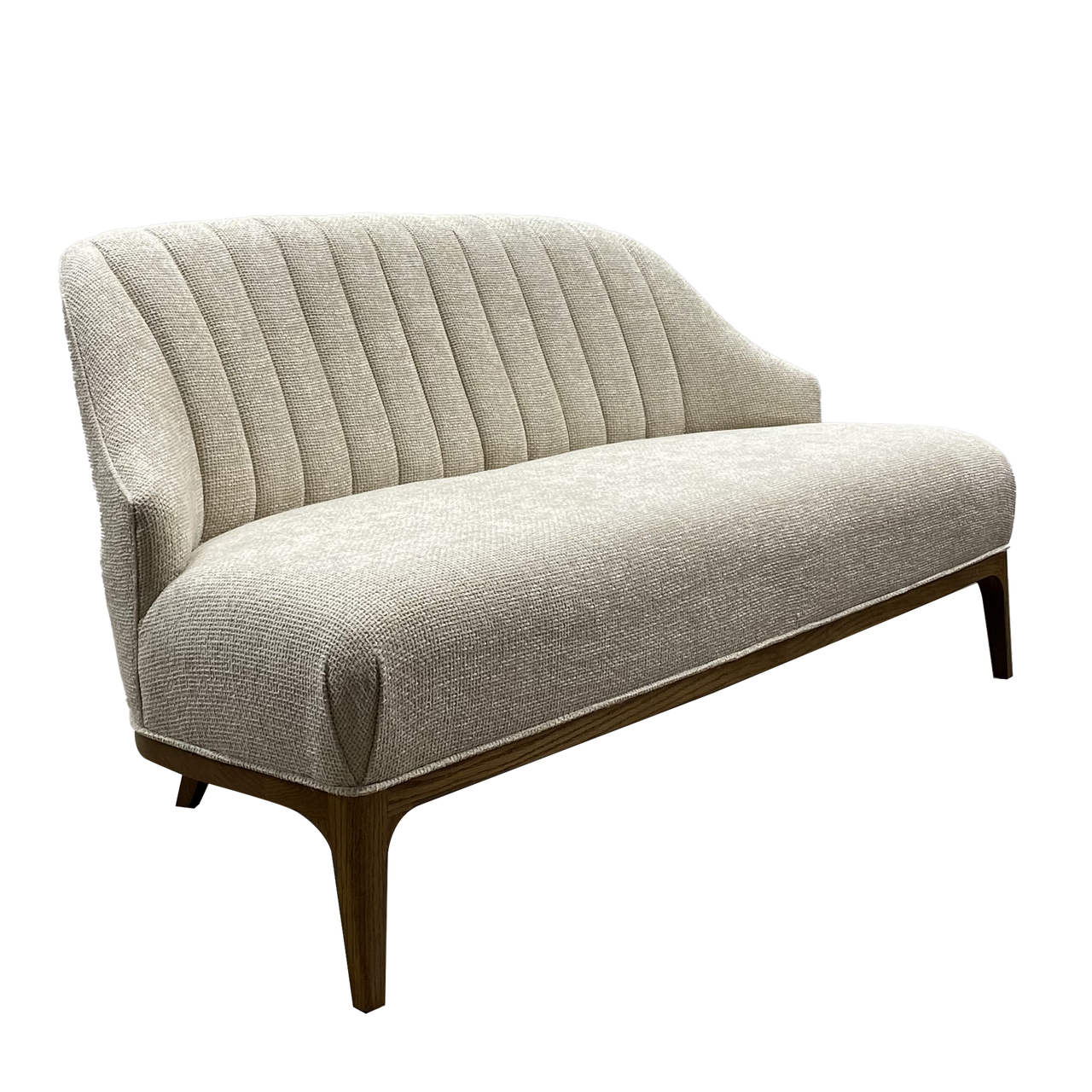 Currey & Co. Upholstered Inga Settee, Crhom Nona Oatmeal 7000-0772