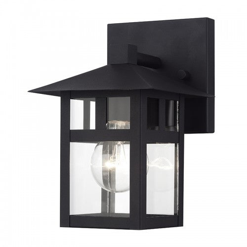 Livex Lighting Crestlake 1 Light Satin Gold Small Outdoor Wall Lantern with Clear Glass 21321-14