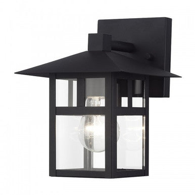 Livex Lighting Crestlake 1 Light Satin Gold Medium Outdoor Wall Lantern with Clear Glass 21322-14