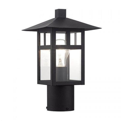 Livex Lighting Crestlake 1 Light Satin Gold Medium Outdoor Post Top Lantern with Clear Glass 21324-14