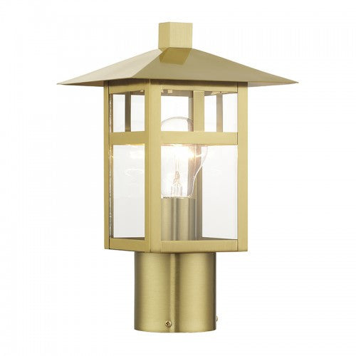 Livex Lighting Crestlake 1 Light Textured Black Medium Outdoor Post Top Lantern with Clear Glass 21324-32