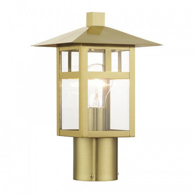 Livex Lighting Crestlake 1 Light Textured Black Medium Outdoor Post Top Lantern with Clear Glass 21324-32