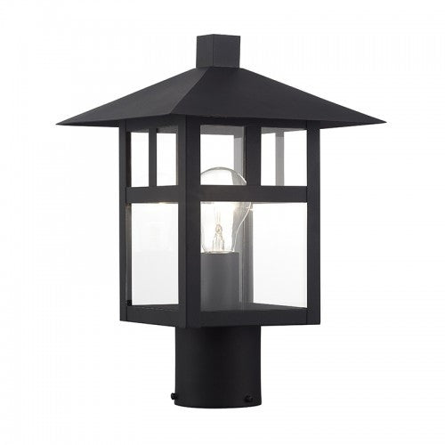 Livex Lighting Crestlake 1 Light Satin Gold Large Outdoor Post Top Lantern with Clear Glass 21325-14