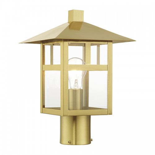 Livex Lighting Crestlake 1 Light Textured Black Large Outdoor Post Top Lantern with Clear Glass 21325-32