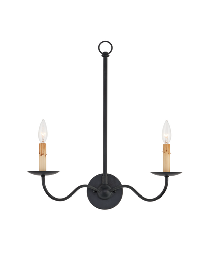 Currey & Co Saxon Double-Light Black Wall Sconce in Zanzibar Black 5000-0265