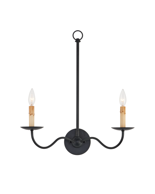 Currey & Co Saxon Double-Light Black Wall Sconce in Zanzibar Black 5000-0265