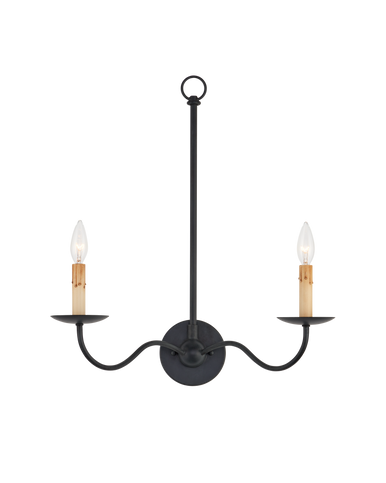 Currey & Co. Saxon Double-Light Black Wall Sconce 5000-0265