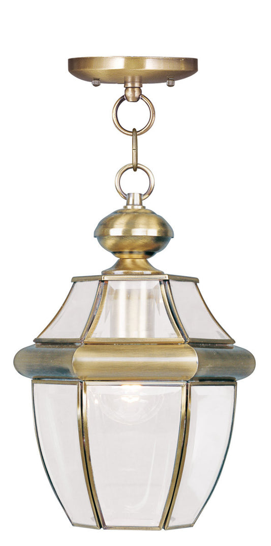 Livex Lighting Monterey Collection 1 Light AB Outdoor Chain Lantern  in Antique Brass 2152-01