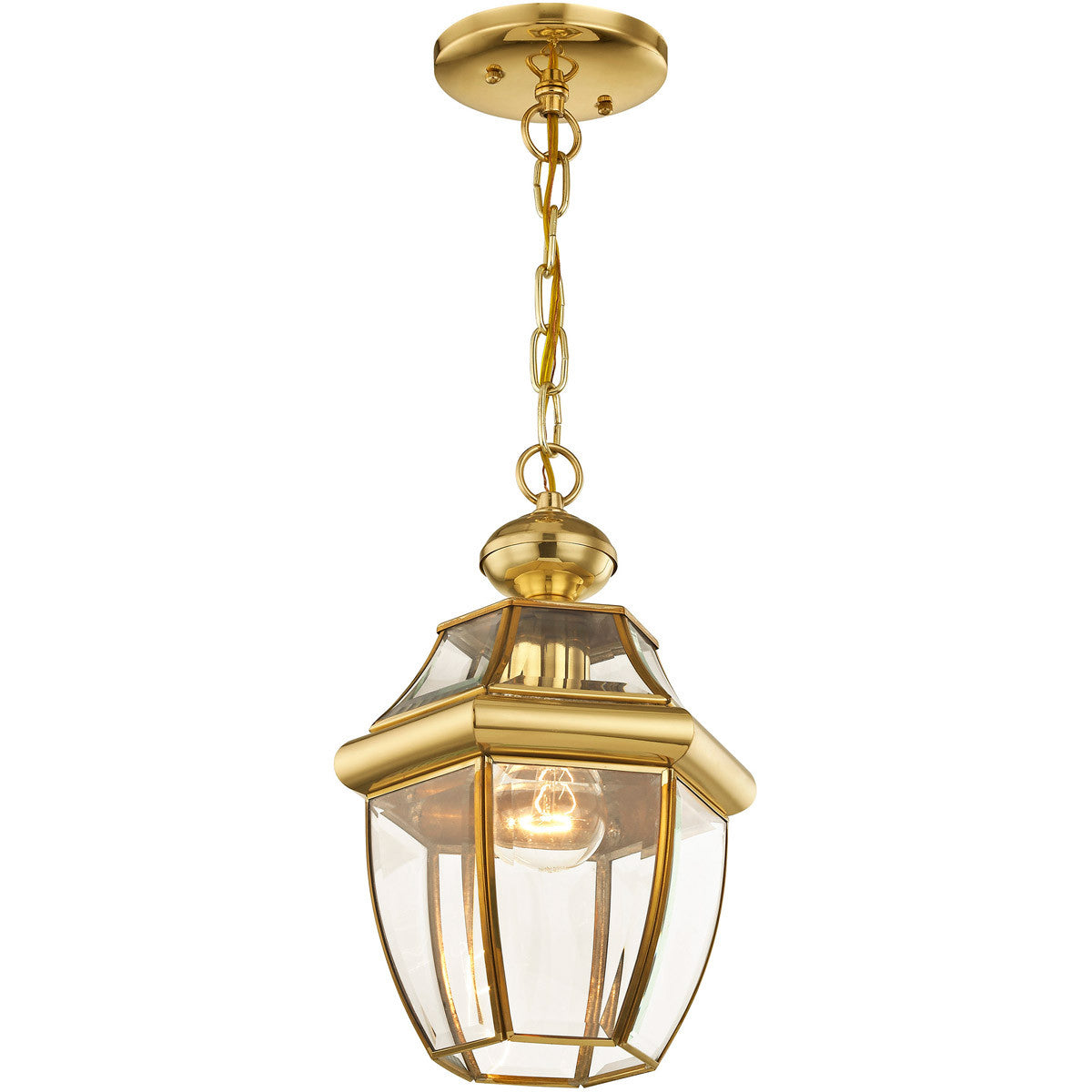 Livex Lighting Monterey Collection 1 Light PB Outdoor Chain Lantern  in Polished Brass 2152-02